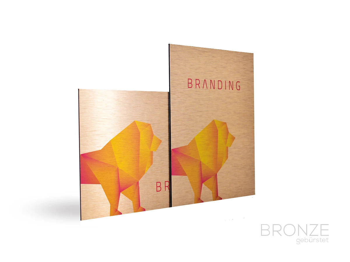 Werbeschild bronze gebuerstet - Anfrage Saarbrücken